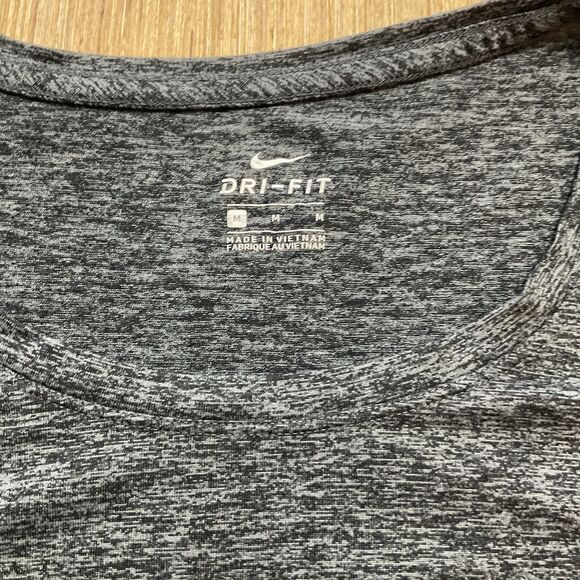 Nike Shirt Womens Medium Short Sleeve Heather Gray Dri-Fit w Logo Lightweight - Picture 2 of 5